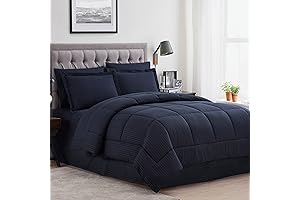 Queen Comforter Set: 8-Piece Bed in a Bag, Dobby Navy