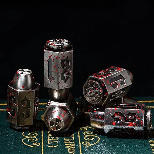 Miniatura 4 de Juego de 6 dados de bala D6, dados de 6 tamaños para juegos de rol de Calabozos y Dragones, accesorios DND, regalos (Bloodstained)
