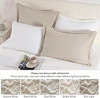 Vista 135 de PHF Fundas de almohada 100% algodón con tejido de gofre de 24 x 24 pulgadas, paquete de 2 fundas cuadradas para decoración elegante del hogar, sin