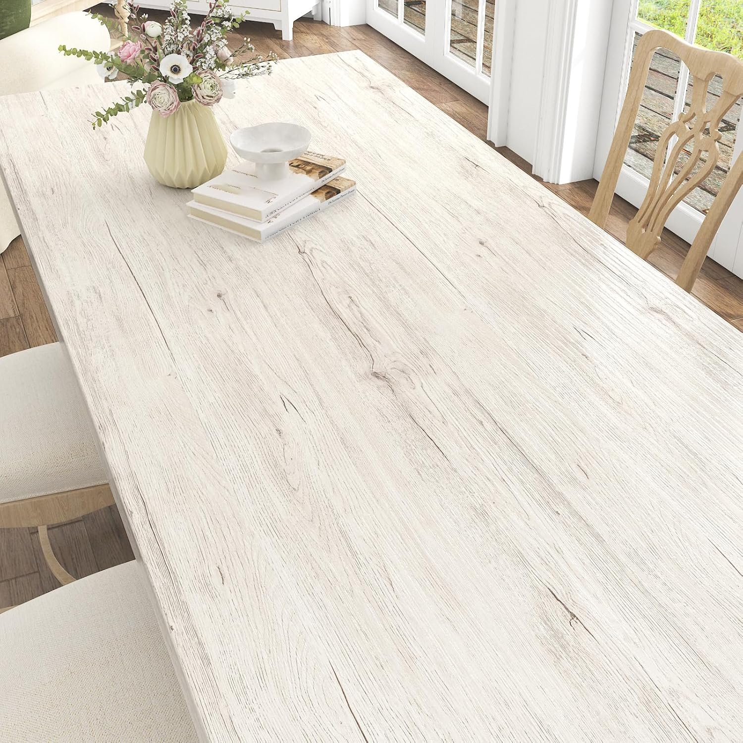 WESTICK Light Wood Contact Paper for Kitchen Tables Beige Oak Wood Grain Wallpaper Peel and Stick Countertops Waterproof Self Adhesive Wooden Vinyl Wall Paper for Desk Top Bedroom Cabinets 15.8"x80"