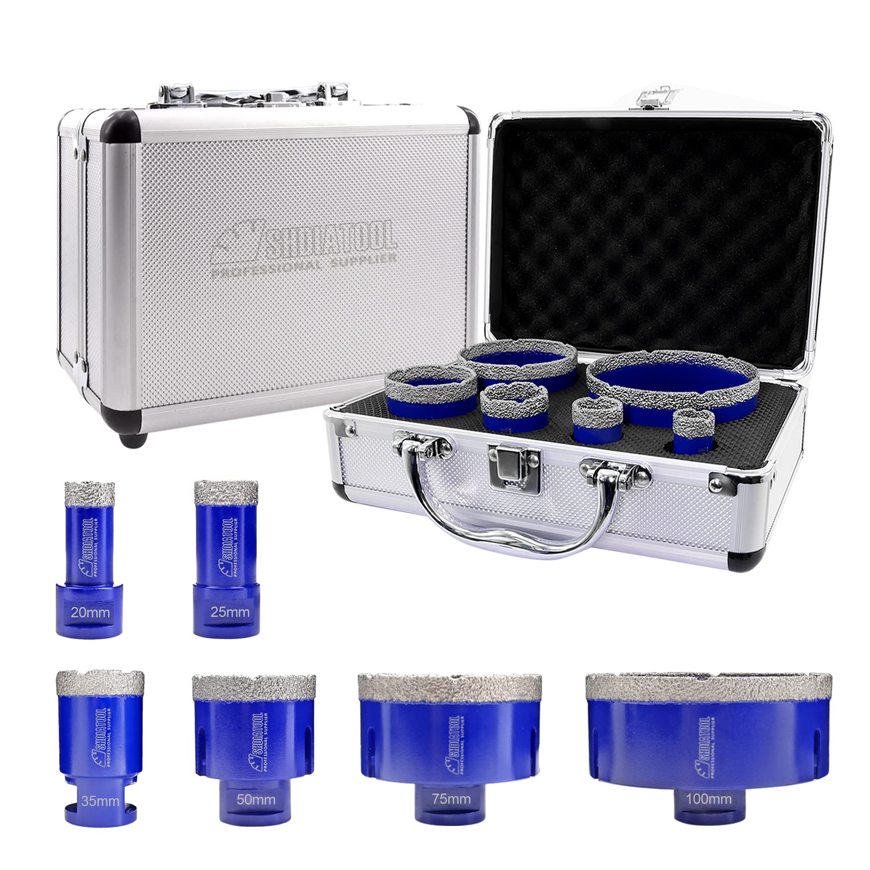 SHDIATOOL Dry Diamond Drill Core Bits M14 Thread 20/25/35/50/75/100mm Vacuum Brazed for Porcelain Tile Granite Marble