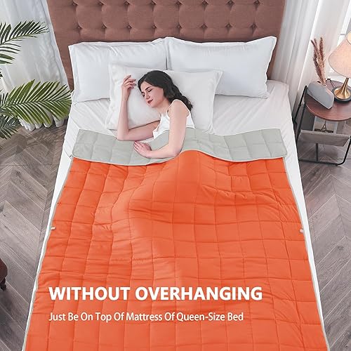 Miniatura 2 de yescool Manta con peso para adultos (20 libras, 60 x 80 pulgadas, naranja) Manta pesada refrescante para dormir, perfecta para 190-210 libras, manta
