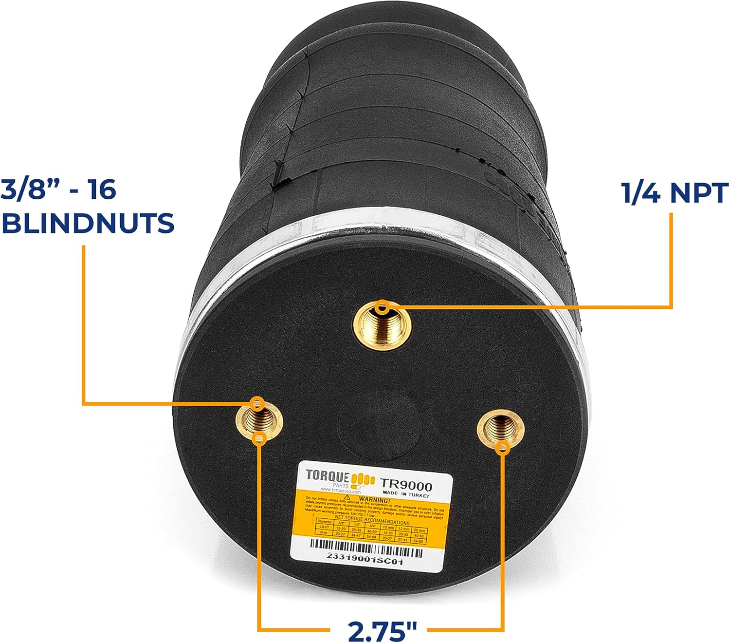 TORQUE 2 pcs of 9000 Air Bag Replacement for 9000 Firestone Ride Rite Air Bags and Torque Airbag Suspension Kits (Replaces Firestone 9000 Replacement Air Bag Airbag Air Spring) (2 x TR9000)