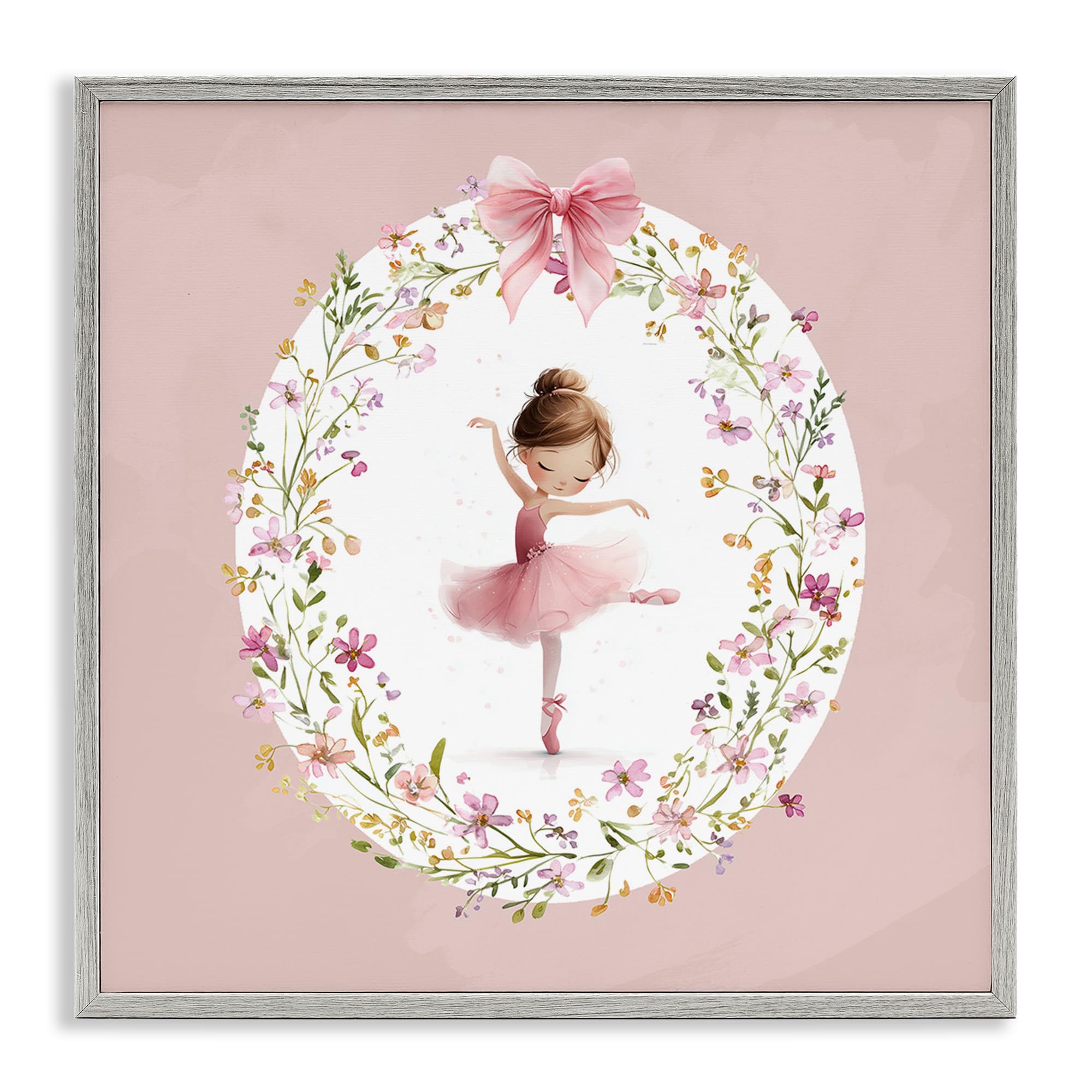 Stupell Industries Farmhouse Gray (Textured) 'Ballet Dancing Princess'| Framed Giclee Art
