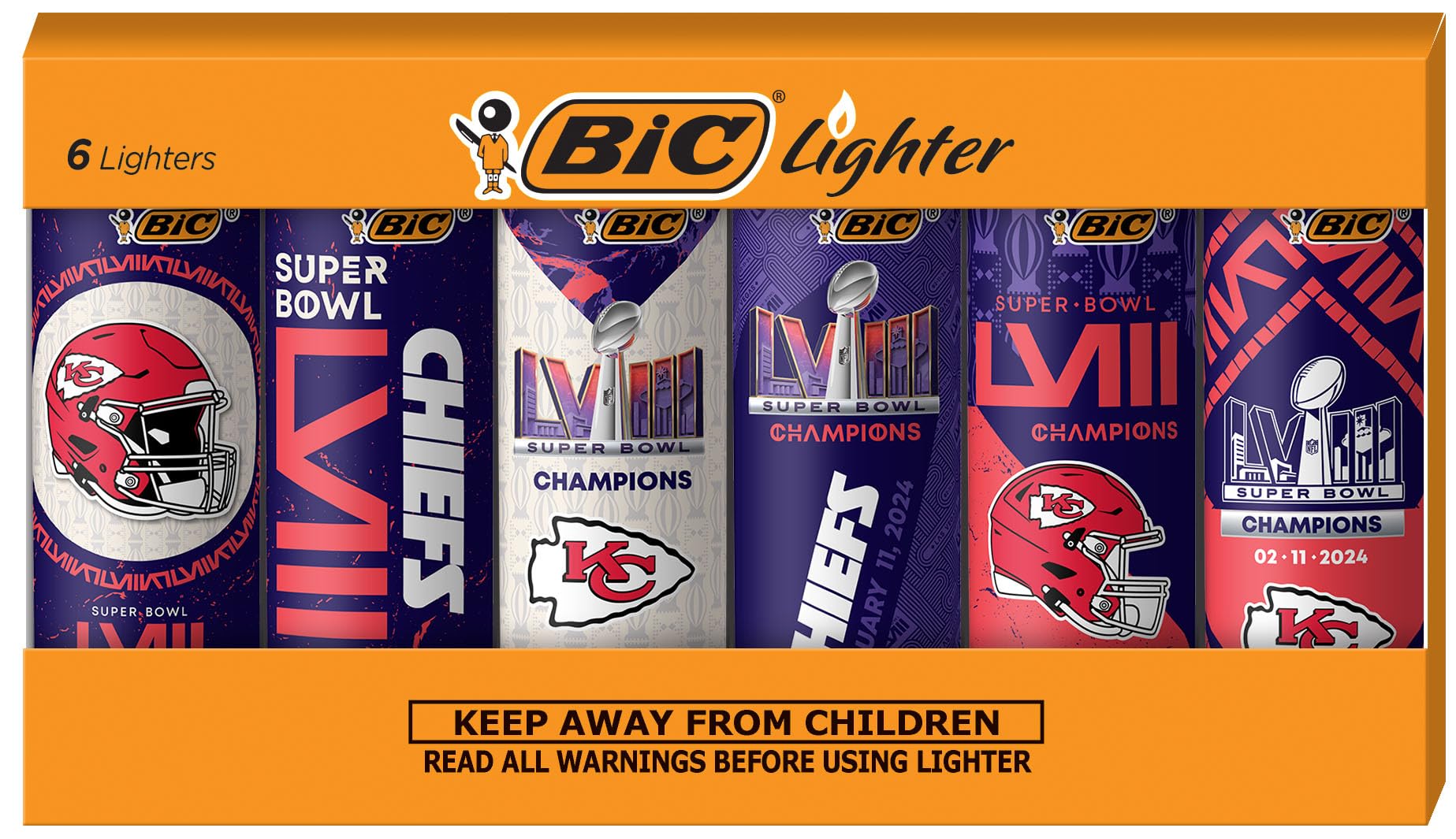 BIC Special Edition Champions Series Maxi Pocket Lighters, Assorted, 6-Pack