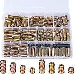 80 Pièces 1/4"-20 Inserts en bois Vis de meubles à boulon à fixation filetée en écrou Connecteur hexagonal Disque pour l'assortiment de meubles en bois (1/4"20 x 10mm)