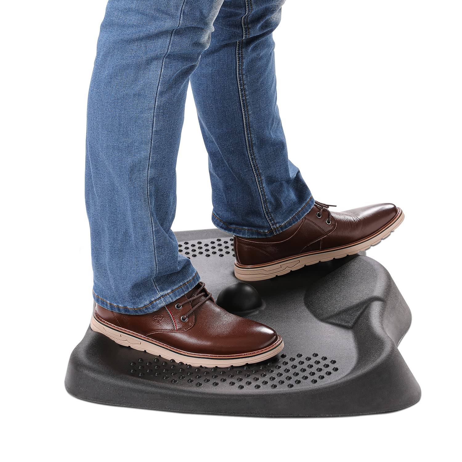 Standing Mat by DAILYLIFE, Anti Fatigue Comfort Mat for Standing Desk, Ergonomic Stand Up Mat with Massage Ball, Cushiony & Durable Kitchen Floor Mat for Office, Workplace, Home (Large, Black)