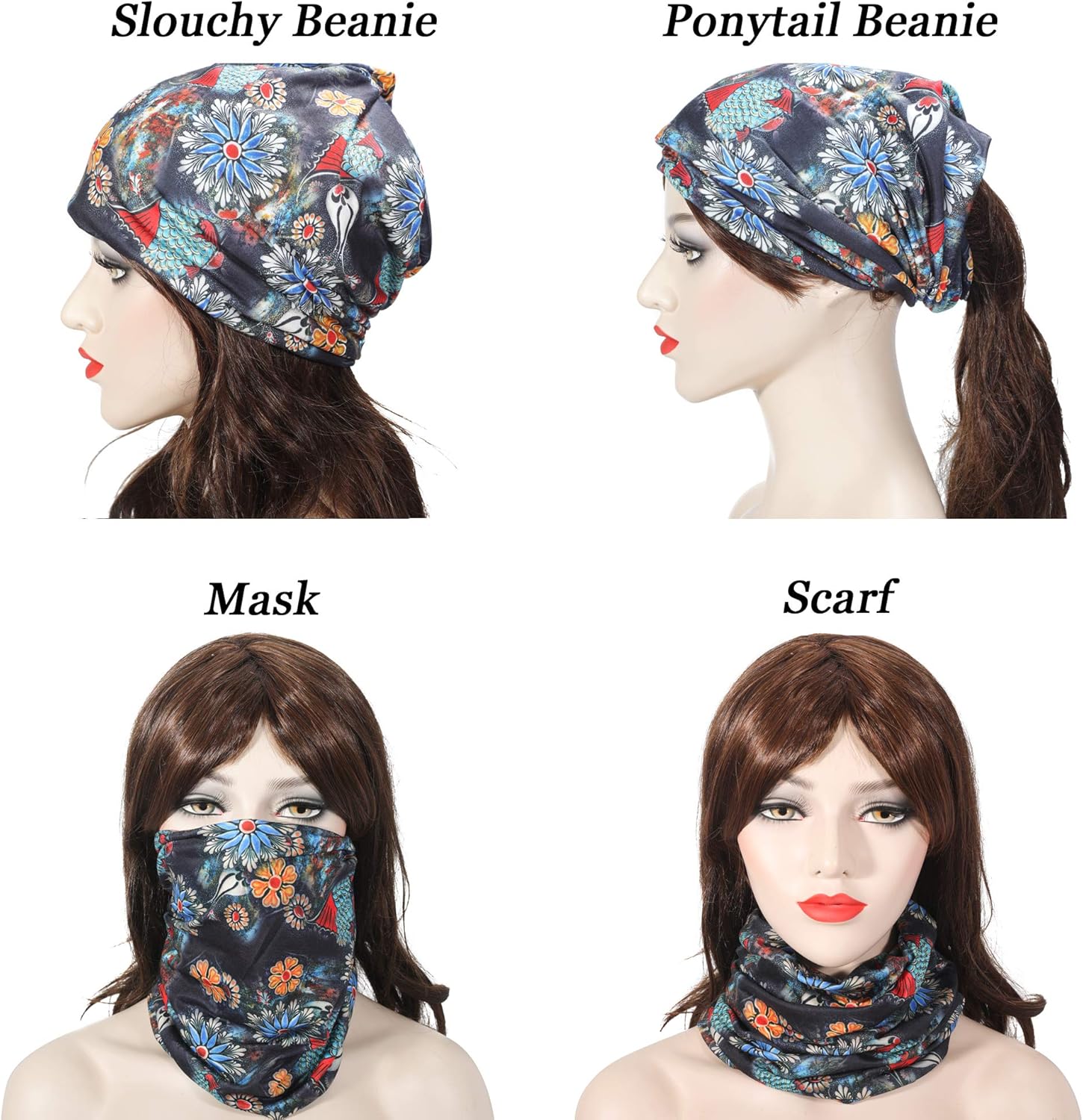 ZLYC Women Summer Thin Beanie Hat Floral Lightweight Slouchy Hat - Image 4