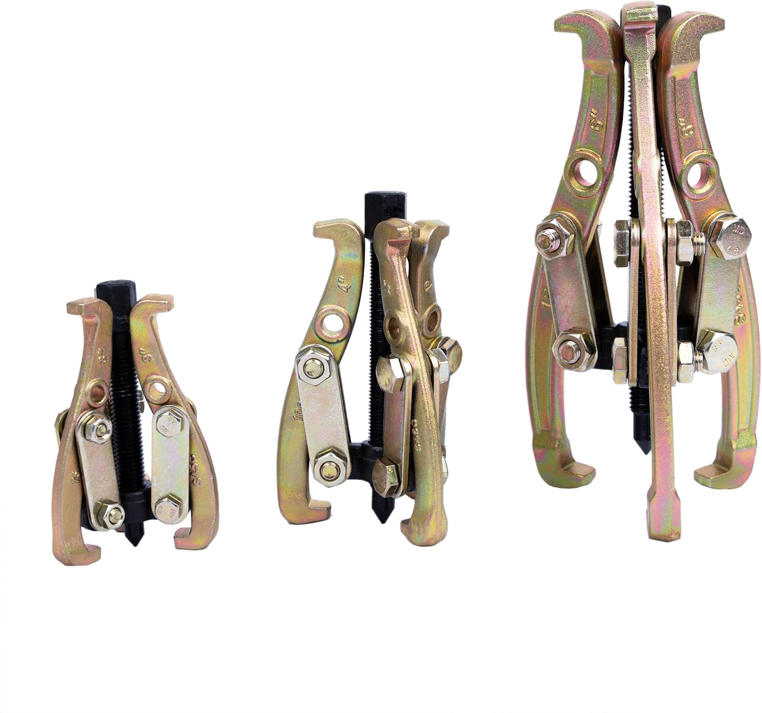 Gear Puller 3.0 / 3.9 / 5.9 inches 75 / 100 / 150 mm Set of 3 Jaws, Gear Removal, Puller Puller Tools, High Hardness Gold