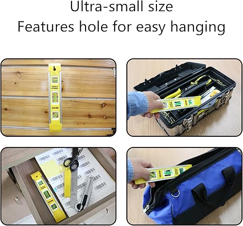 Miniatura 21 de DOWELL Caja de nivel de torpedo magnético Mini caja de nivel de burbuja con marco de aleación de nivel de burbuja 180/90/45 grados 9 pulgadas