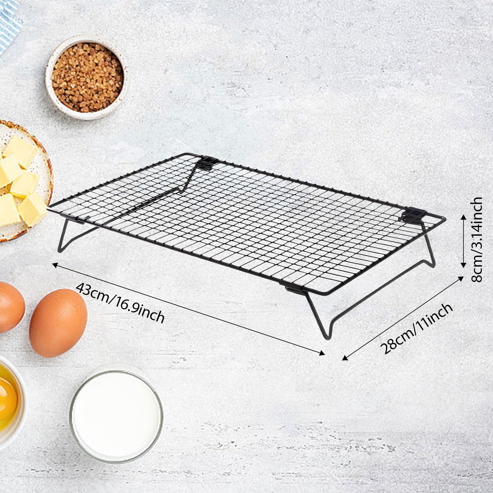 Juego de 4 rejillas para hornear escalonadas, resistentes al calor, rejillas ventiladas para pasteles, antideslizantes, para horno