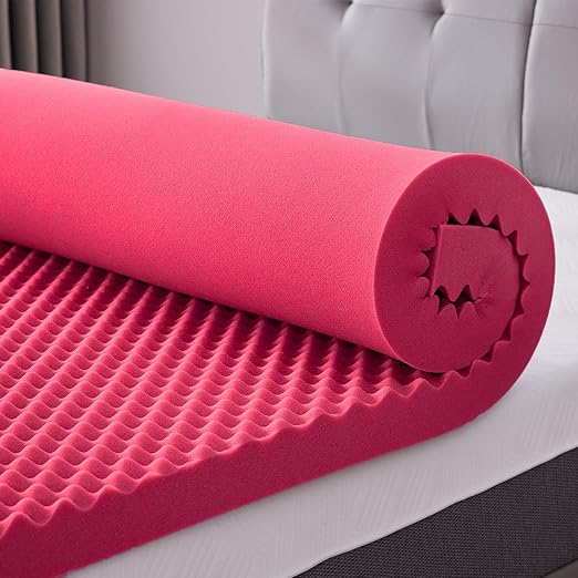 SINWEEK 2 Inch Egg Crate Memory Foam Mattress Topper Twin Size, Soft Mattress Pad for Back Pain Relief, Bed Topper, CertiPUR-US Certified, Pink