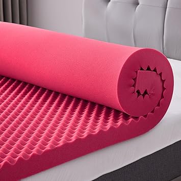 SINWEEK 2 Inch Egg Crate Memory Foam Mattress Topper Twin Size, Soft Mattress Pad for Back Pain Relief, Bed Topper, CertiPUR-US Certified, Pink