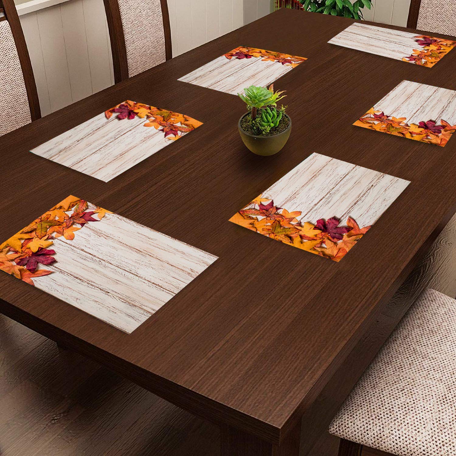 CASA-NEST PVC Printed Reversible Print Placemat,One Set of 6 pcs,Size 30x45 Cms,Hot Vessel Dining Table Mat