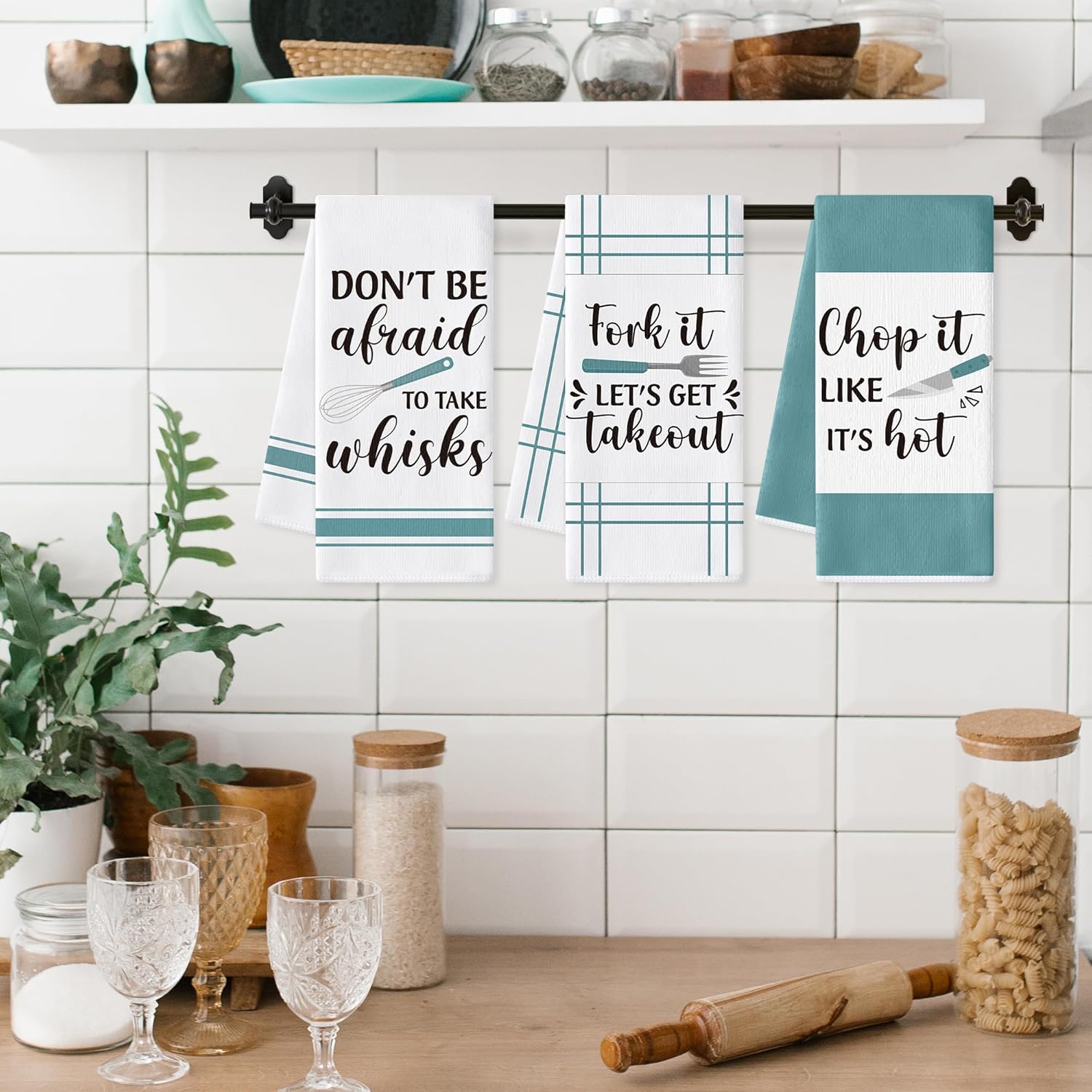 GROBRO7 Funny Kitchen Hand Towel - 6Pcs Fun Sayings Kitchen Farmhouse Vintage Decorative Soft Polyester Dish Towels for Home Bar Dining Room Restaurant Decor Housewarming Gift for Mom Women Hostess - Image 4