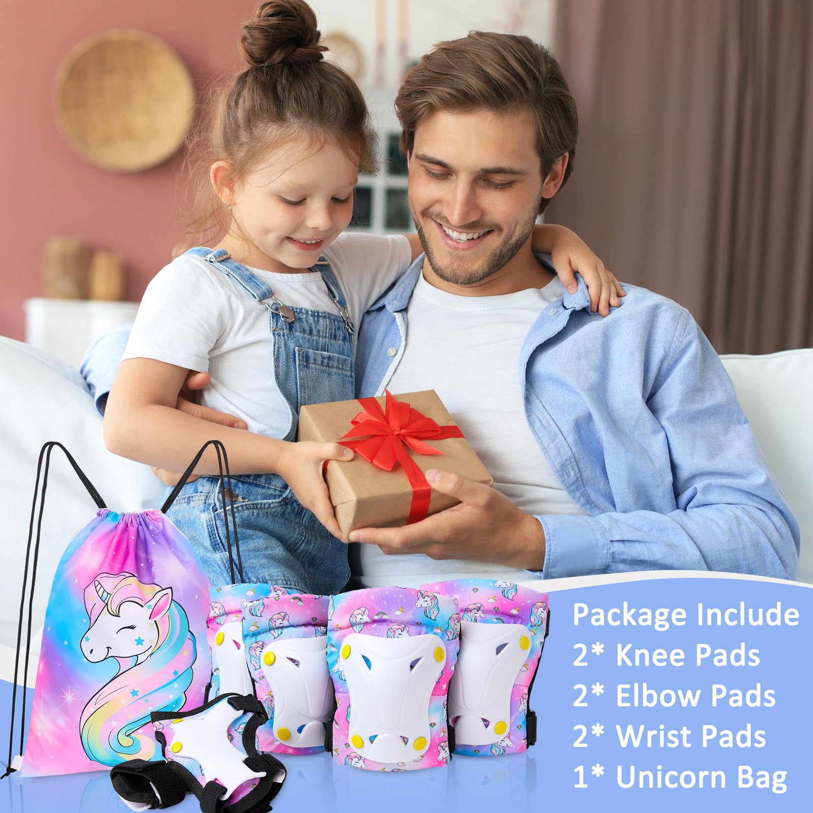 Unicorn Castle Rodilleras y Coderas de Unicornio para niños y niñas,Juego de Equipo de protección Ajustable 6 en 1 con Bolsa de cordón,3-8 años — view 6