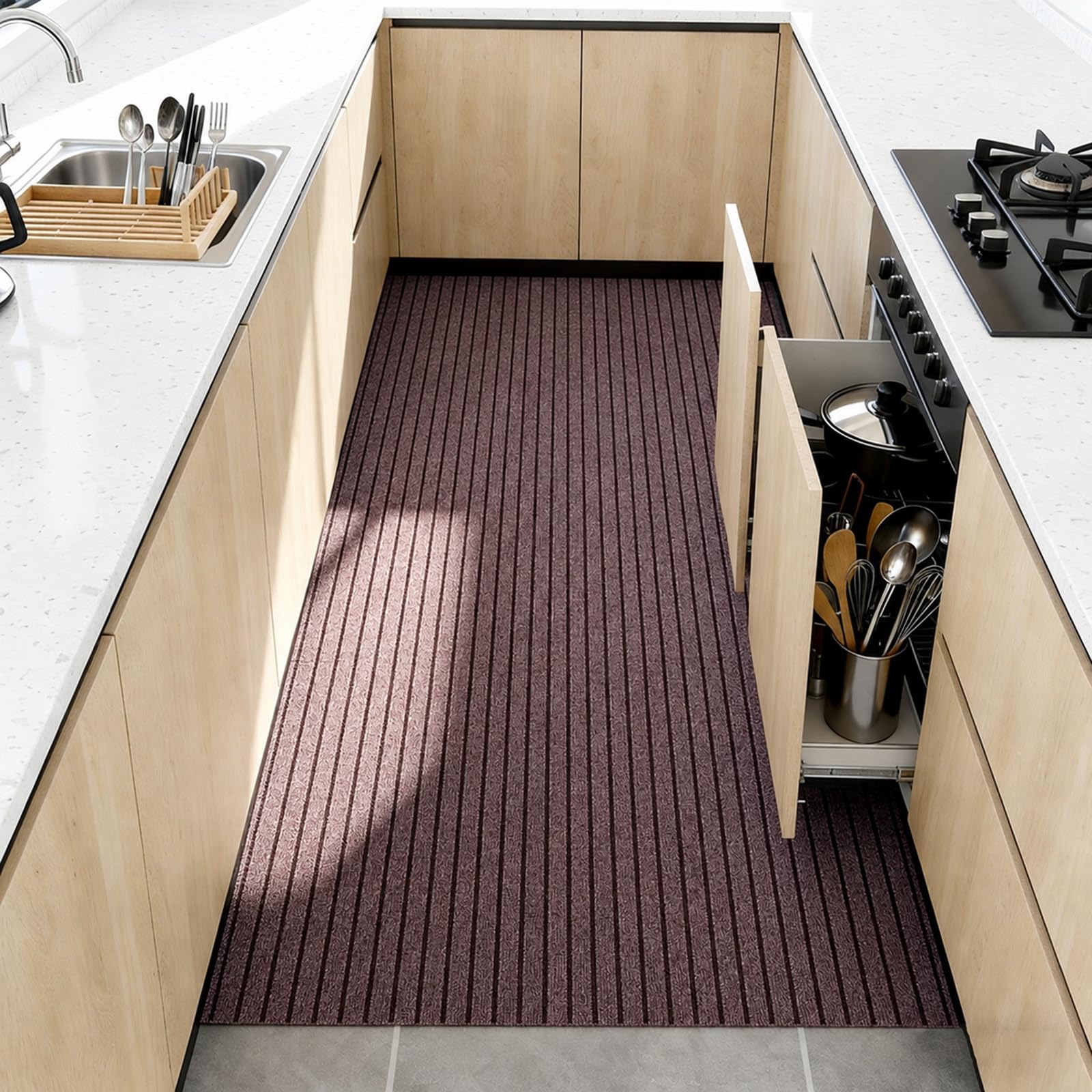 Tapis Paillasson Exterieur Entrée sur Mesure Antidérapant Et Durable Absorbe l'eau Et Ramasse La Saleté Tapis Cuisine De Couloir Lavable Coffee,130x300cm