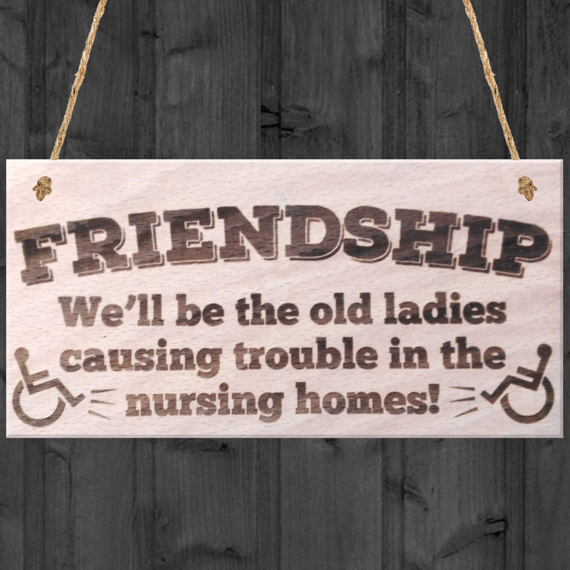 Red Ocean Friendship We'll Be The Old Ladies Causing Trouble In The Nursing Homes Novelty Wooden Plaque Friends Gift Sign