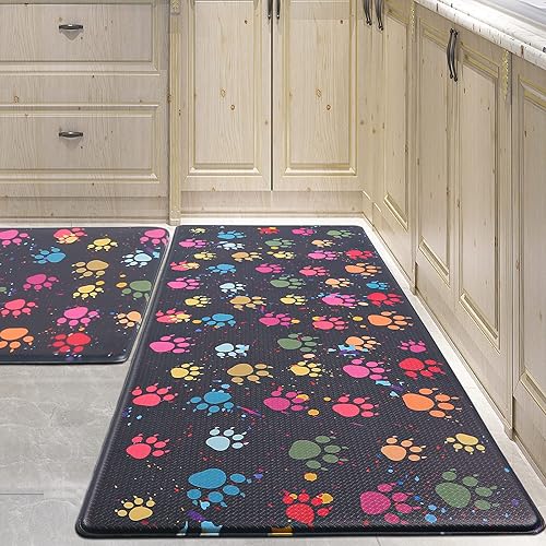 Alfombras de Cocina para Piso de 2 Piezas Alfombra Antifatiga de Cocina Acolchada Impermeable Alfombras de Cocina Antideslizantes Alfombra Cómoda