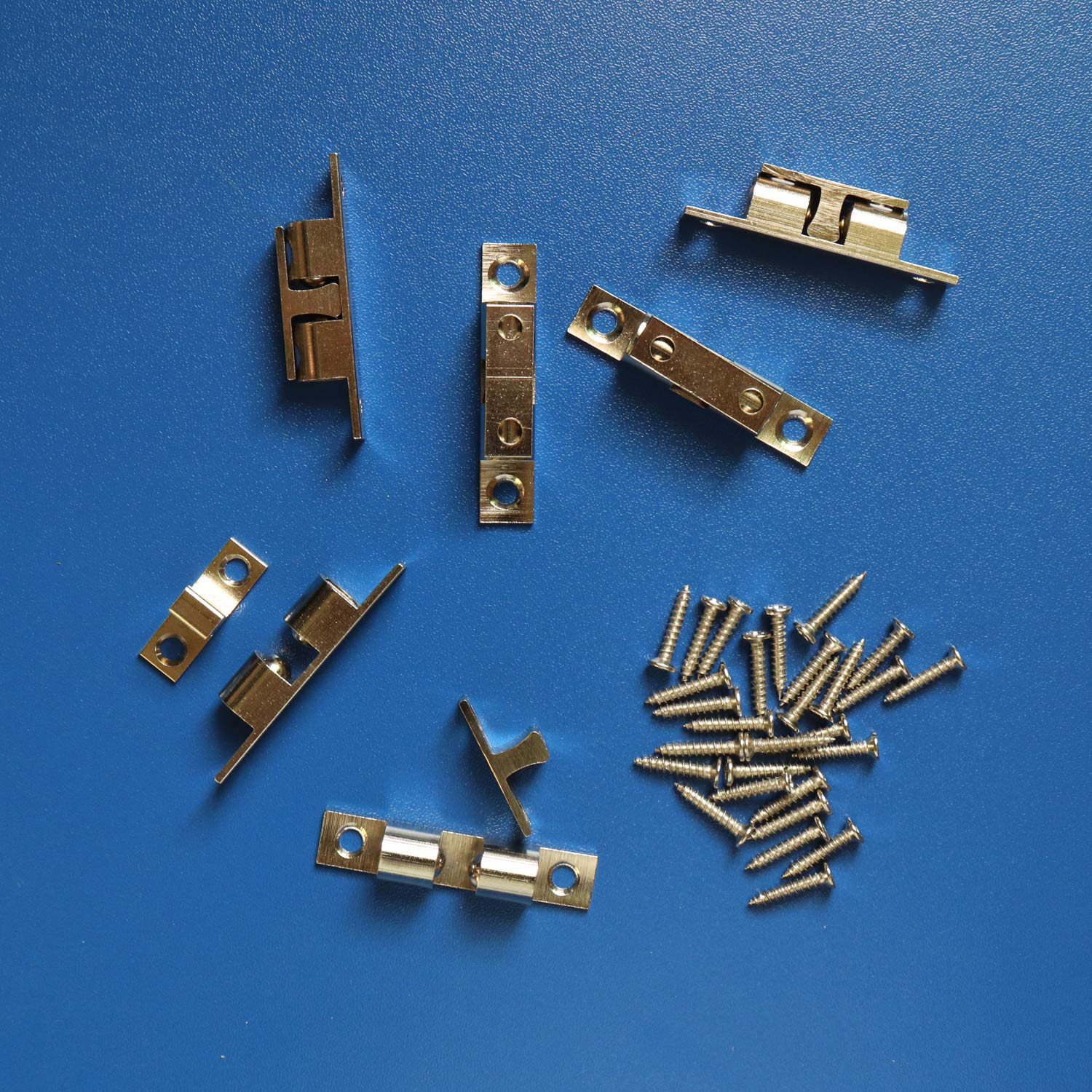 Set Of 6 Solid Brass Ball Catches - Adjustable Tension Roller Latches For Cabinet & Furniture Doors