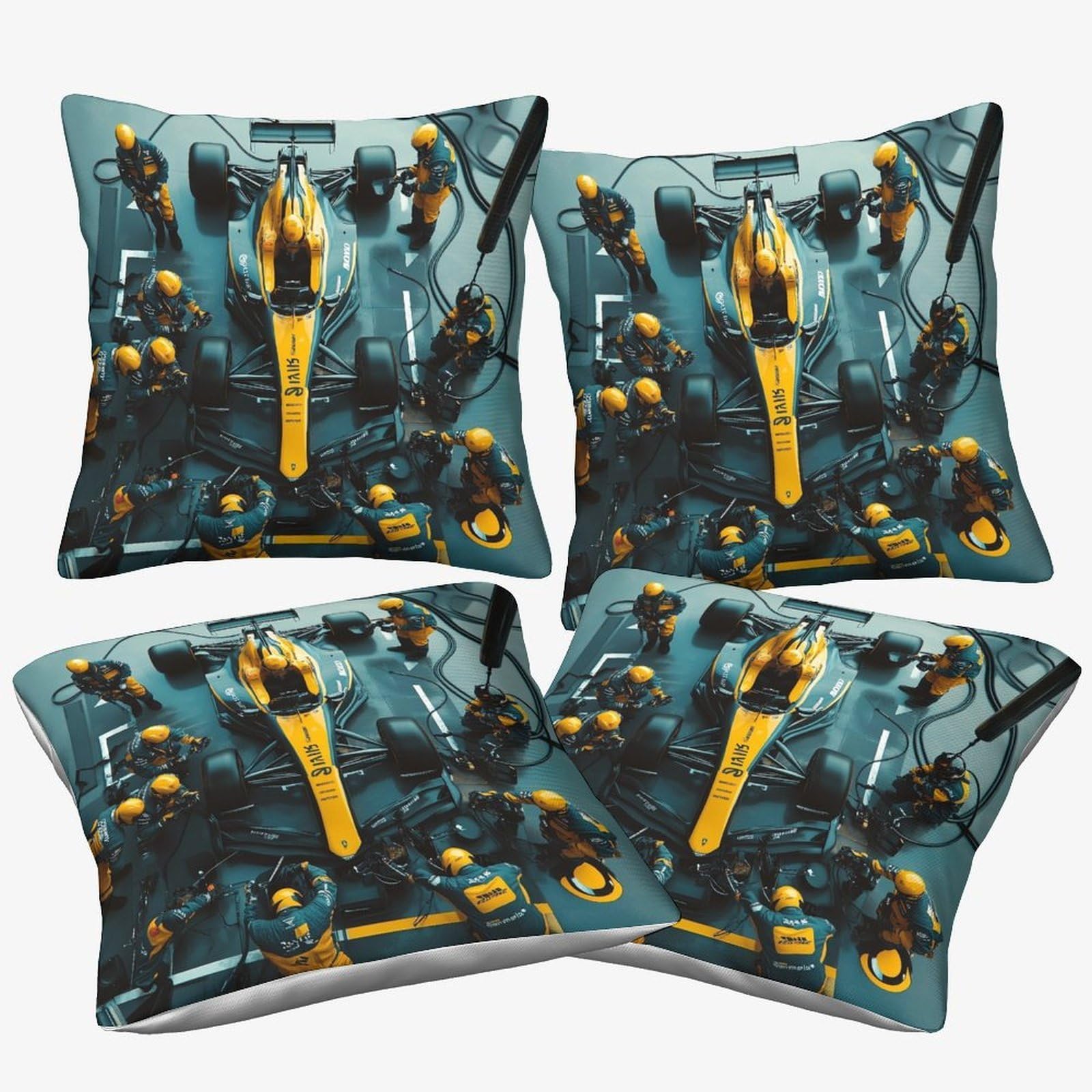 Dafufbw Formulaa Racing-14 Formulaa Racing Themed Microfiber Cushion Cover, 50X50cm, 4Pcs Pit Stop Decorative Square Throw Pillow Case For Couch Livingroom Sofa Bed