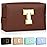 TOPEAST Preppy Stuff for Girls, Initial Makeup Bag Chenille Letter Pouch Cosmetic Bag with Zipper, PU Leather Waterproof Toiletry Bag, Cute Stuff Birthday Gift for Friends Sister (Brown T)