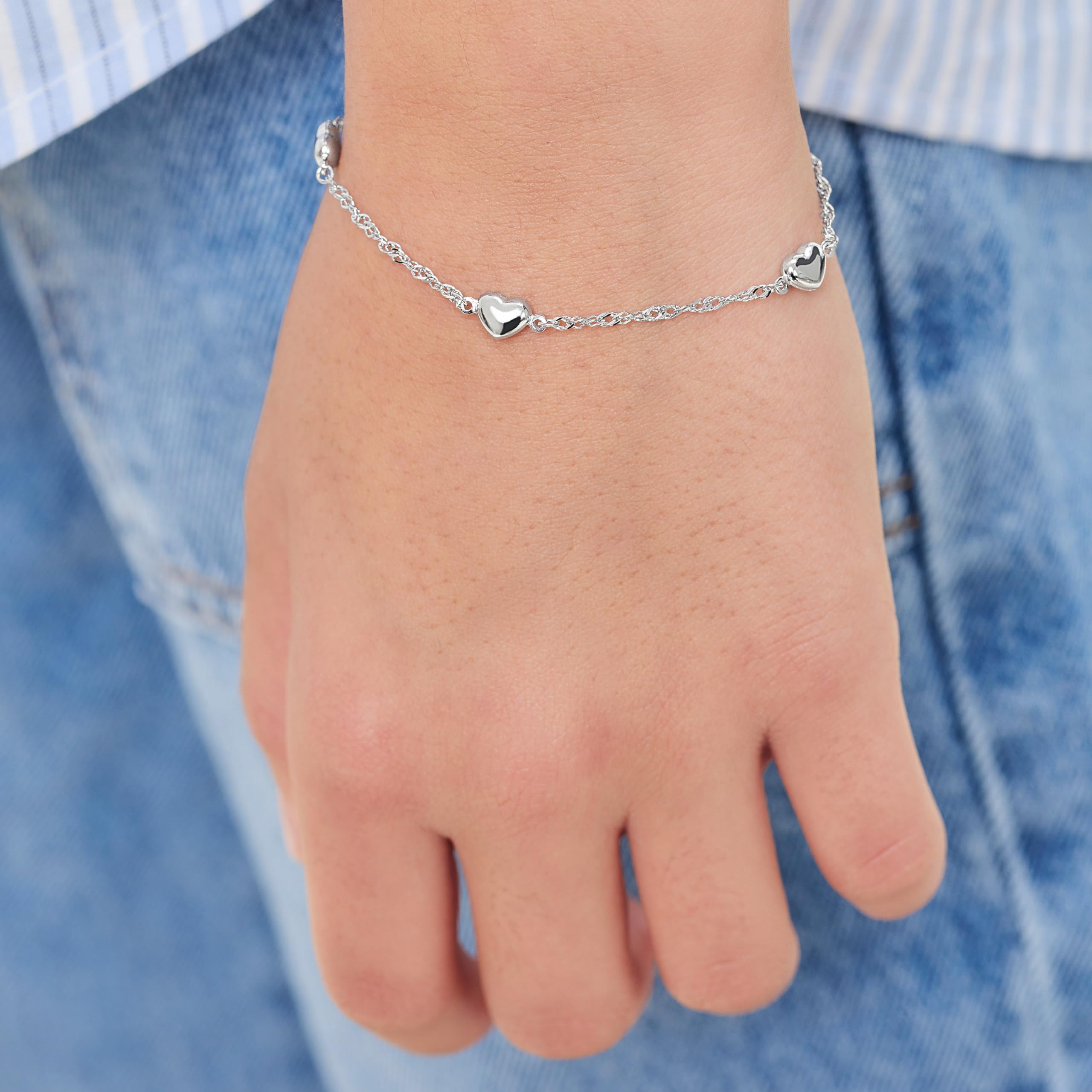 Amor Bracelet 925 Sterling Silver Girls Children's Bracelet, Silver, Comes in Jewelry Gift Box