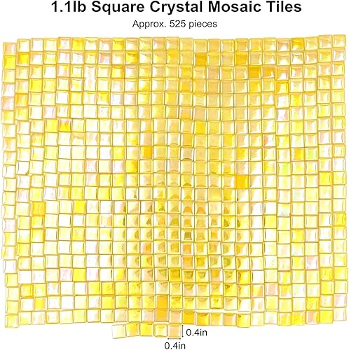 Miniatura 9 de Azulejos de mosaico de cristal cuadrados de 1.1 libras, azulejos de vidrio de mosaico iridiscentes para manualidades, piezas de mosaico,
