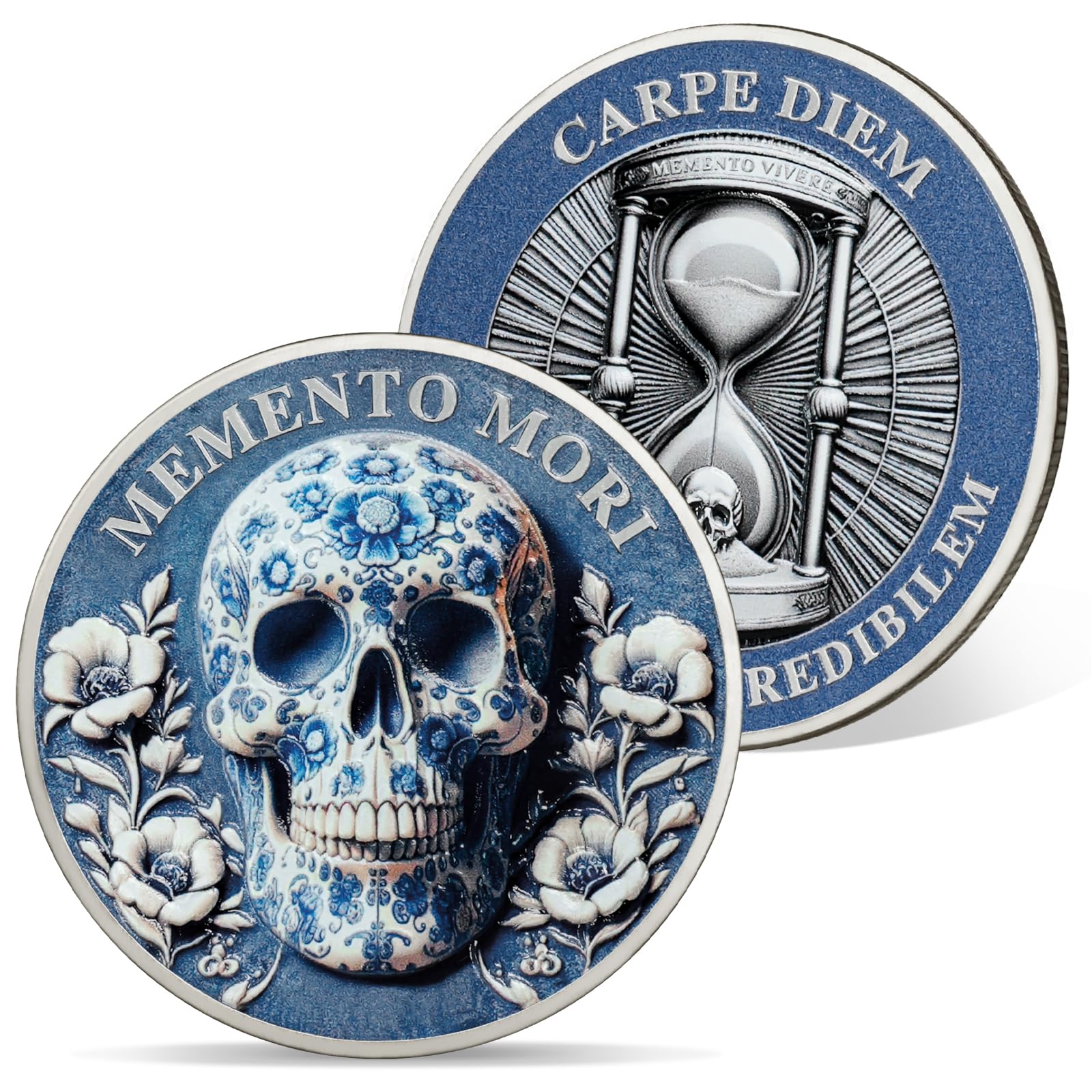 AtSKnSK Memento Mori Moneta Carpe Diem Moneta Teschio Sfida Moneta Fantastica Regali sul tema Stoicismo Medaglione Stoico Memoriale Moneta Regali Memento Moneta Memento per Moneta
