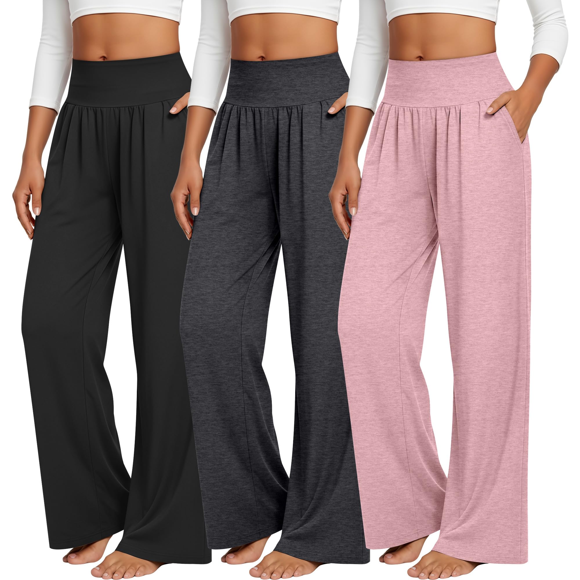 Neer Women's Sweatpants (Pack of 3) XL Black, Dark Gray, Pink