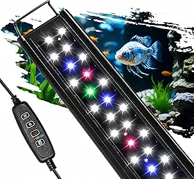 Luz LED Aquario para Tanques 11W de 17-23 Polegadas, Luminaria Aquario Luz Extensível de Aquário de Espectro Completo com Timer, Ligar/Desligar Automático, Brilho Ajustável para Água Doce (11, Watts)
