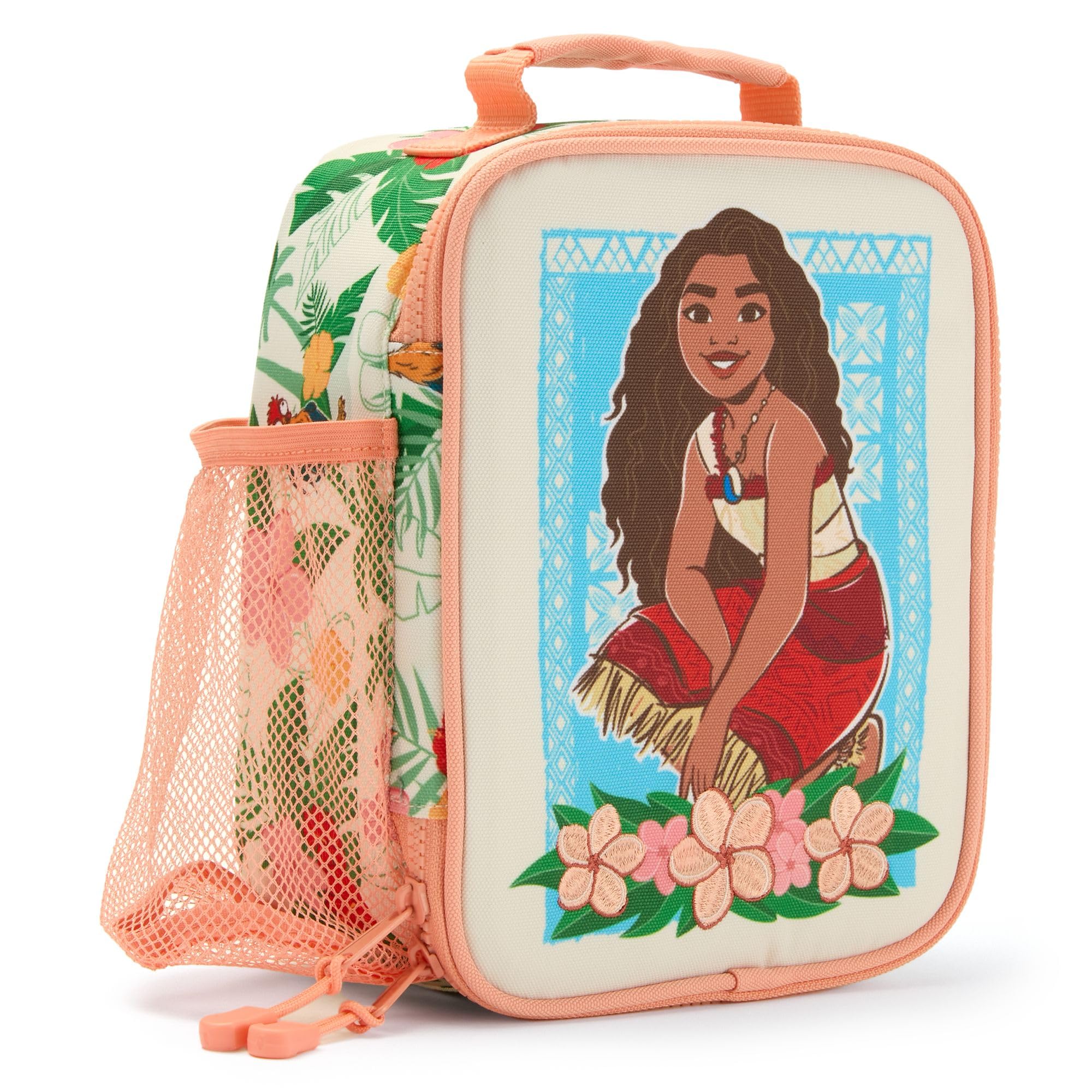 Disney Store Official Sac à pique-nique isotherme Vaiana 2 pour enfants, avec Hei Hei, poche latérale en filet, H 23 x l 18 x P 10 cm
