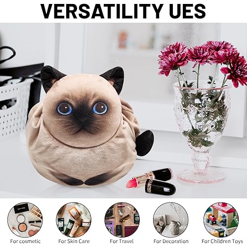 Miniatura 8 de Bolsa de maquillaje con cordón, bolsa de maquillaje para gatos, organizador de maquillaje de viaje, bolsa de cosméticos, regalo de gato para