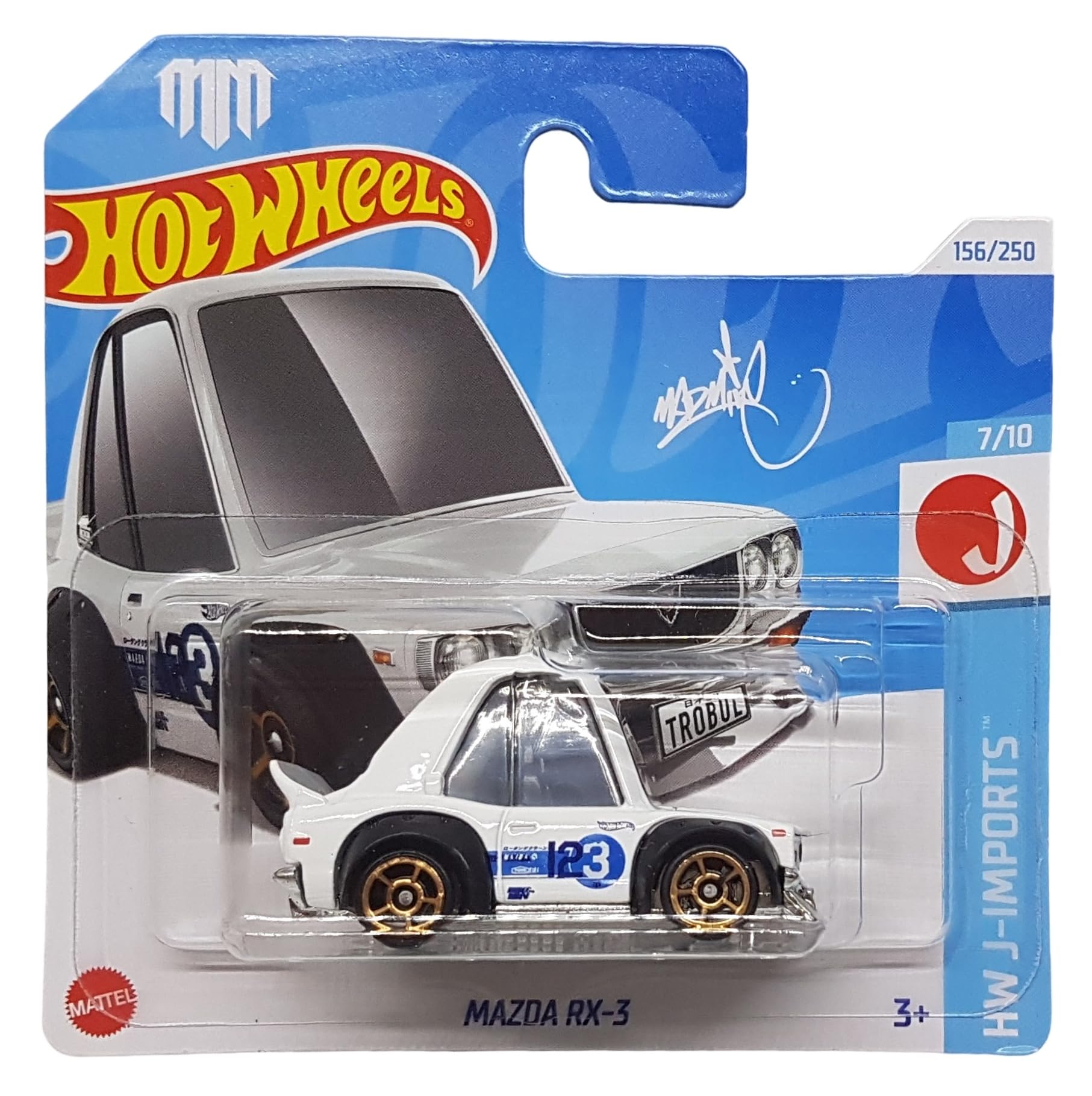 Mazda RX-3 - HW J-Imports 7/10 - HTD77 - Short Card - Toyo Tires - K&N - Tooned Version - Mattel 2024-1:64