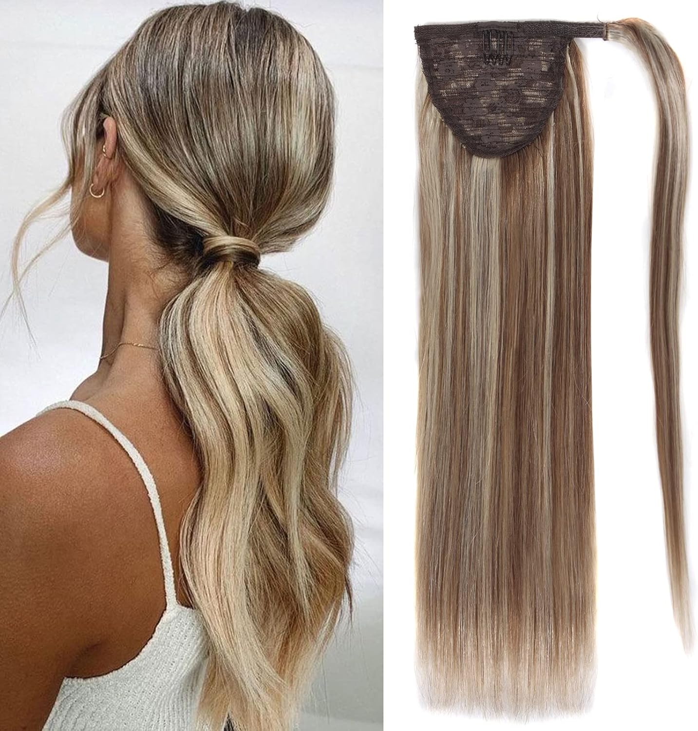 HIOQFR Extension Coda Capelli Coda Finta Capelli Liscia 55 Cm - Foto 7