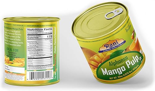 Miniatura 3 de Puré de pulpa de mango Rani (hace batidos de mango Lassi) Alphonso endulzado 30 onzas (1.875 libras) 29.98 oz, paquete de 2  Kosher  Todo natural