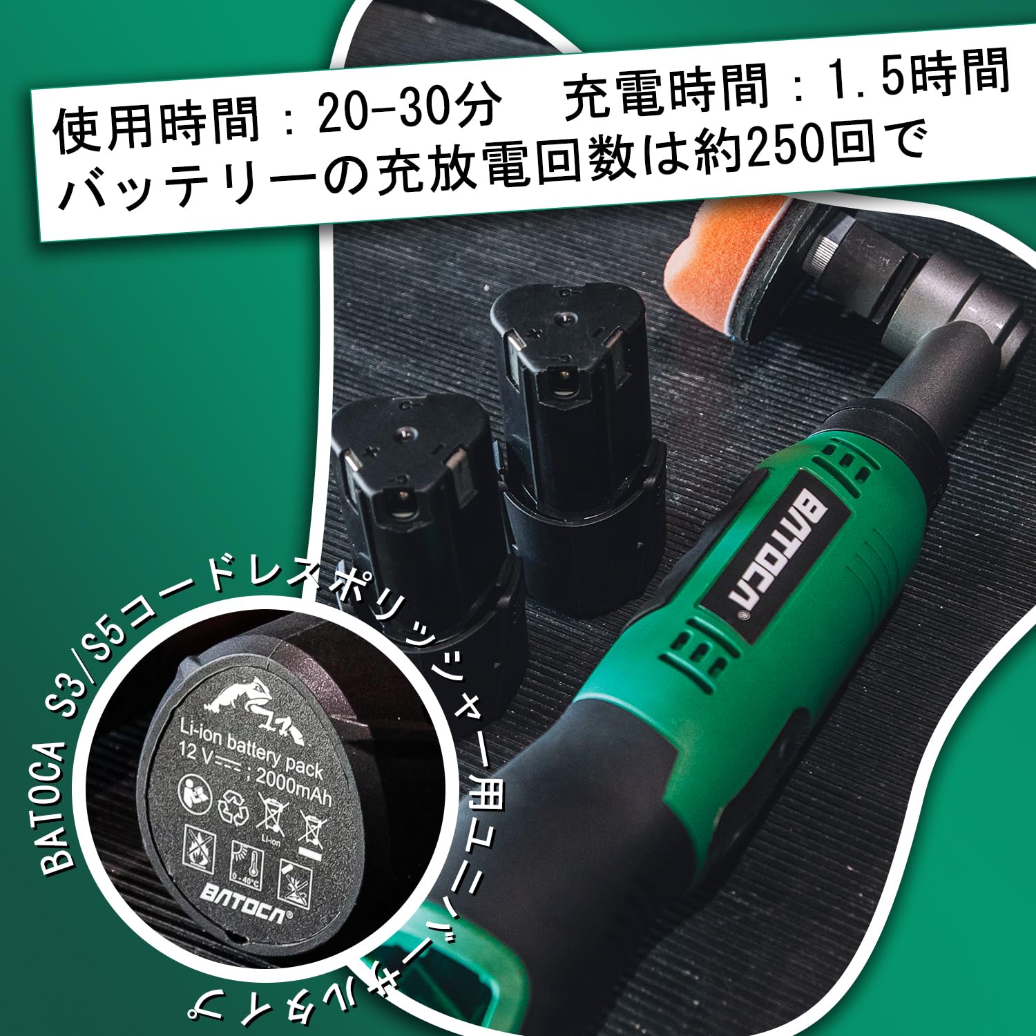 Amazon | BATOCA S6 ポリッシャー コードレス 充電式 電動ポリッシャー