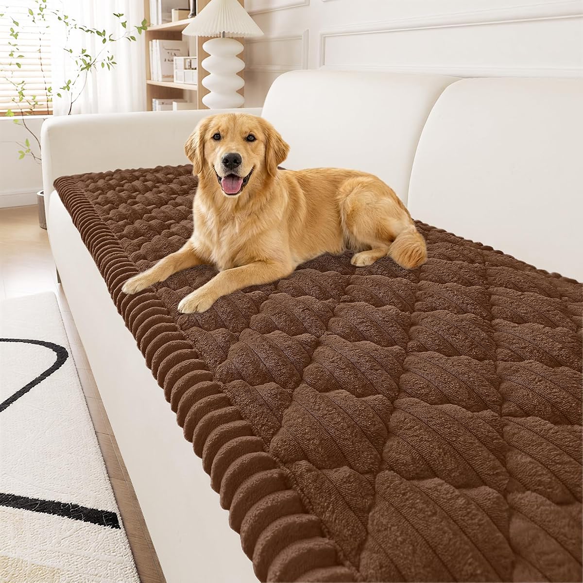 Smiry Couch Cover for Dogs Washable, Non Slip Fuzzy Pet Sofa Protector | Soft Thick Furniture Cover for Sofa, Loveseat and Sectional, Scratch & Pet Hair Resistant (Chocolate, 27.6" x 70.9")