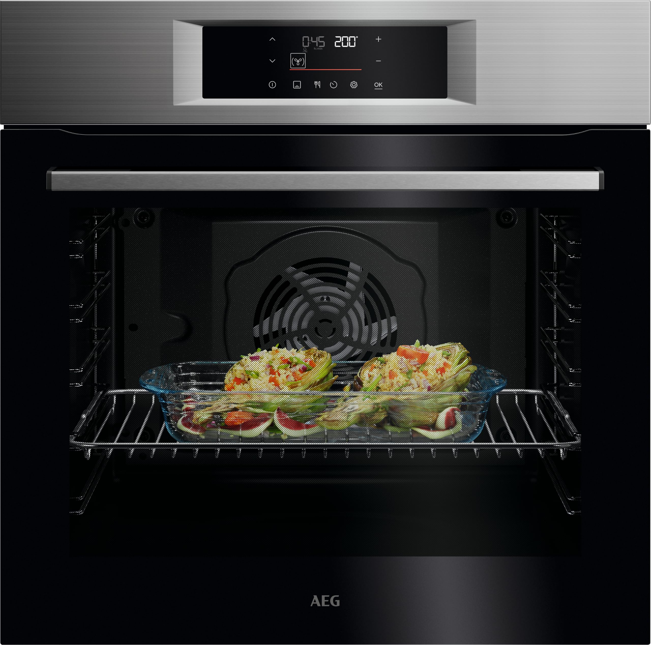 AEG OU5PB40PM Built In Electric Single Oven - Pyrolytic Cleaning - Stainless Steel