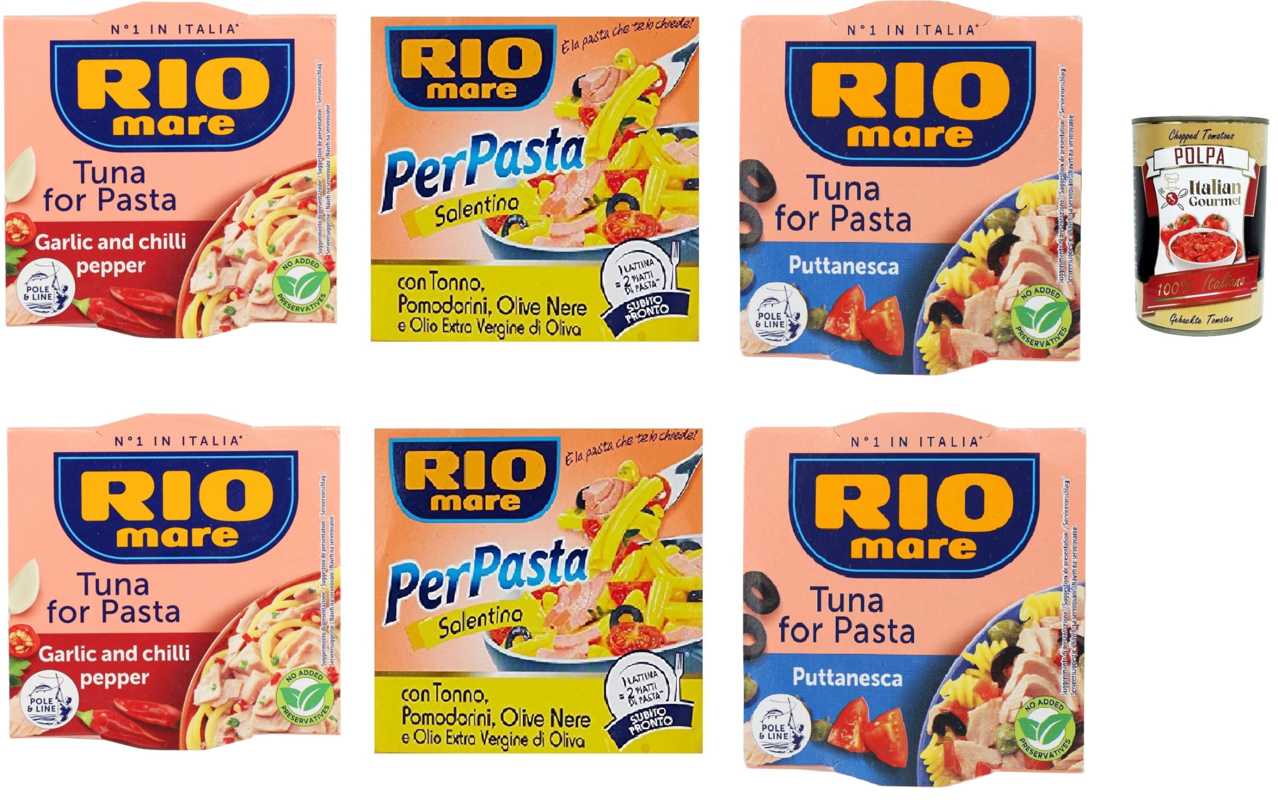 Italian Gourmet Testpaket Tonno per Pasta Thunfisch Sauce 12 x 160g Dosen | Condimento saporito da scaldare; passt schnell zu Spaghetti, Penne oder, Gesamtnettogewicht 1,92 kg + Kostenlos Polpa 400g