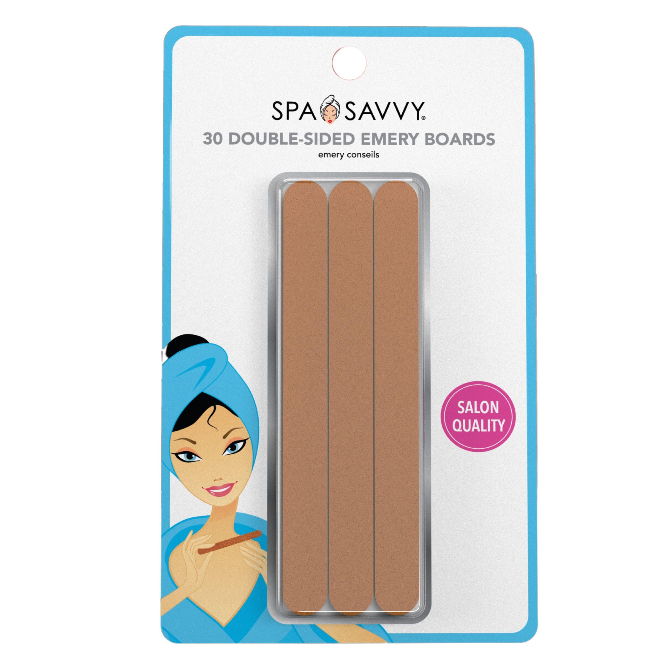 Pack of 30 Count Double Sided Spa Savvy Emory Board, for Shaping and Filing Beautiful Nails