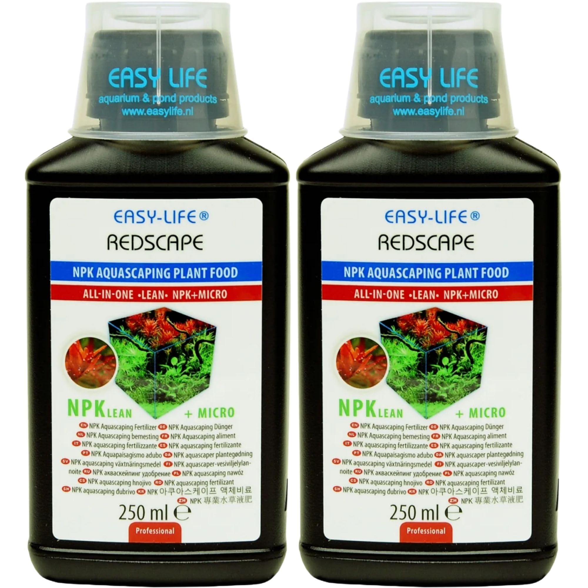 Easy Life RedScape 2er Pack – 2×250 ml NPK Flüssigdünger für Aquarienpflanzen, verstärkt rote Blattfarbe, mit Eisen & Spurenelementen, nitratreduziert & fischsicher