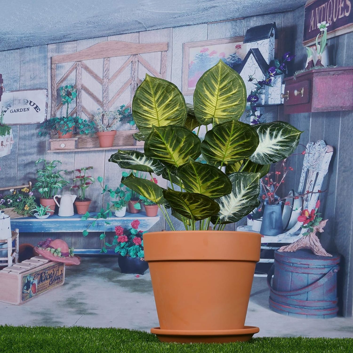 YISHANG 12 Inch Clay Pot for Plant with Saucer - 1 Pack Large Terra Cotta Plant Pot with Drainage Hole, Clay Planters Pot, Terracotta Pot for Indoor Outdoor Plant,Round Flower Planter Pots for Plants.