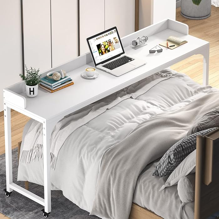Buy Tribesigns Overbed Table with Wheels, Queen Size Mobile Computer