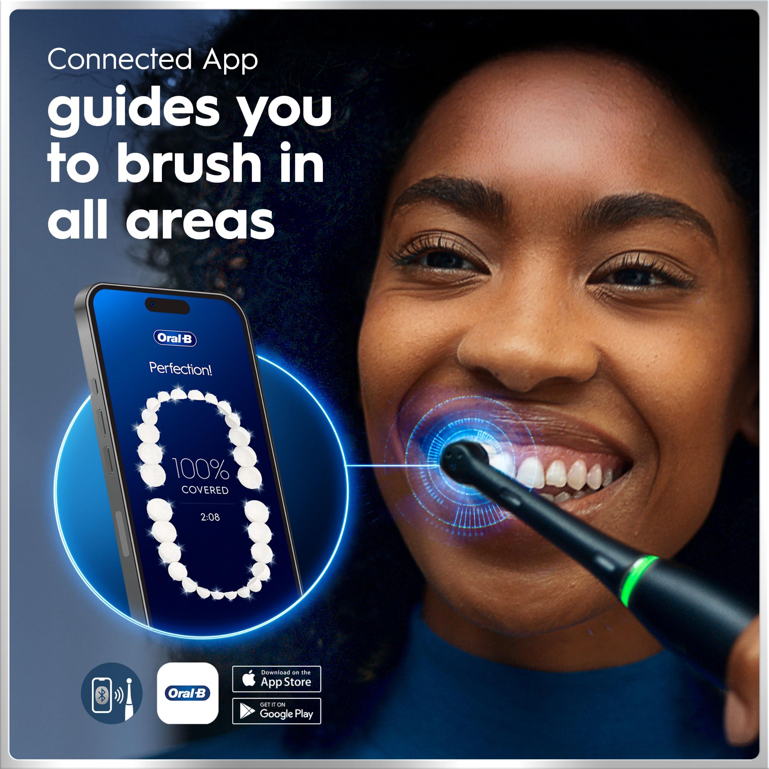 Oral-B iO - Spazzolino elettrico ricaricabile Deep Clean + Protect, bianco, con spazzolino iO Series 7, 2 testine di ricambio e custodia di ricarica da viaggio