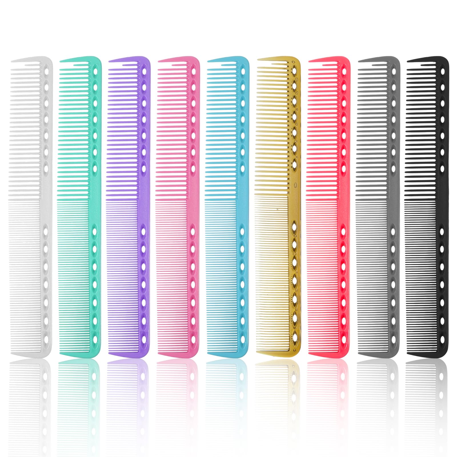 9pcs Haircutting Combs Professional, Hair Cutting Combs, Heat Resistant Cut Comb Professional for Man & Woman Stylist Salon (9 Colors)