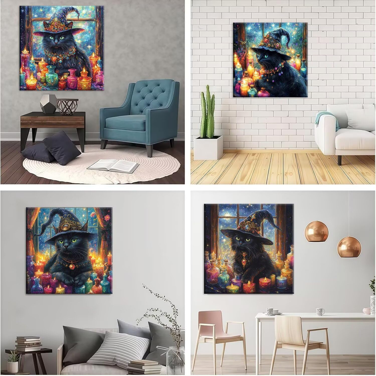 QIANLUOO Magic Cat Diamond Painting Zestawy dla początkujących dorosłych 35 | Zestawy artystyczne 5D do samodzielnego wykonania, okrągłe pełne wiercenie klejnotów, rękodzieło, malowanie według numerów
