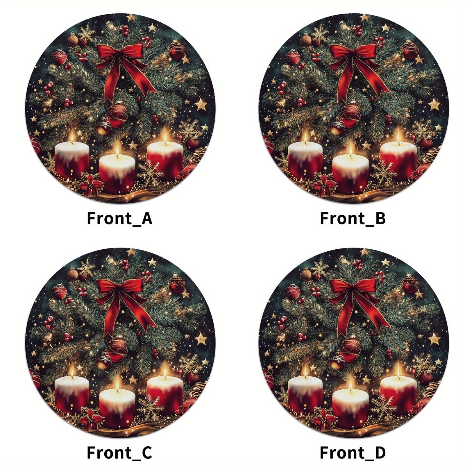 Manteles Individuales Navidad 4/6/8/10 Piezas de tapete navideño con Lazo for árbol Navidad, Copo Nieve, Mantel Cocina, Mesa Fiesta, decoración navideña(8PC)