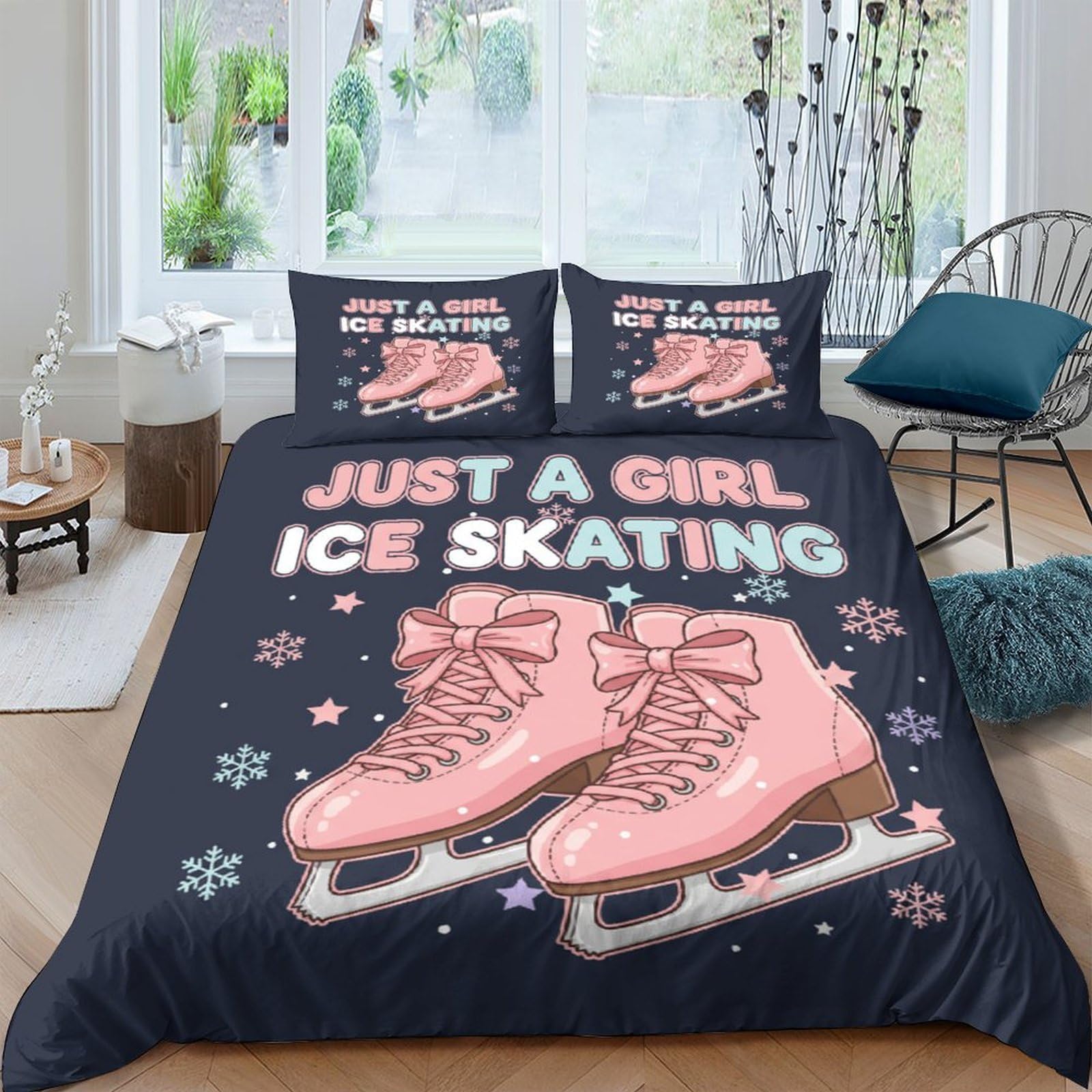 Ctjqhvkz Style-8 3D Printed Pink Ice Skating Fitted Sheet Microfiber Soft Anti-Slip Bed Cover For Bedroom Dorm Mattress Decor Single（135X200cm）