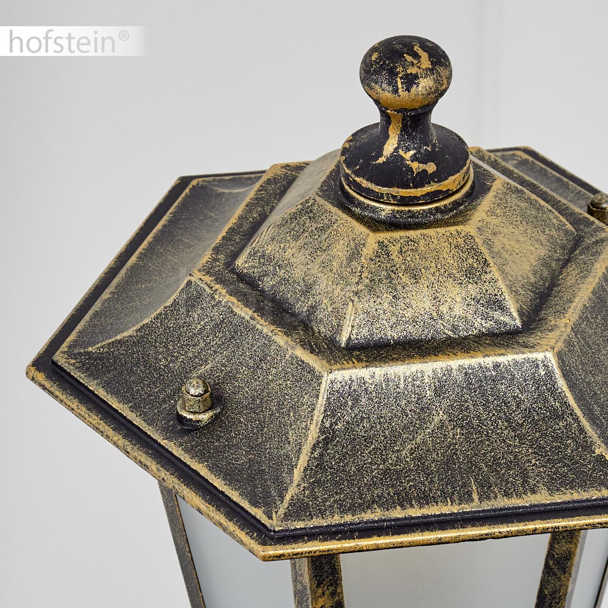 HOFSTEIN Lampa zewnętrzna Loria, oświetlenie ścieżki z metalu/szkła w kolorze złotym/brązowym/białym, lampa zewnętrzna o wyglądzie antycznym, 99 cm, lampa ogrodowa, oświetlenie ogrodowe IP44, 1 x E27,